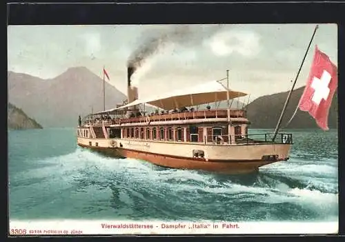 AK Dampfer Italia in Fahrt auf dem Vierwaldstättersee