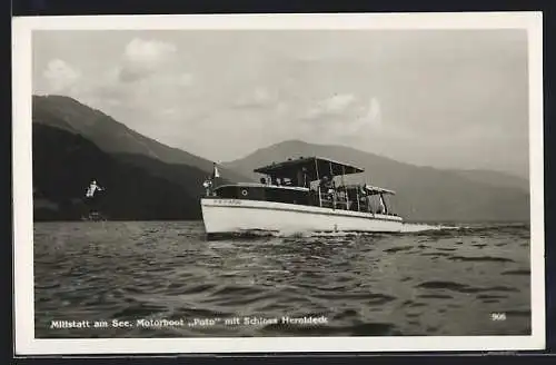 AK Motorboot Poto mit Schloss Heroldeck