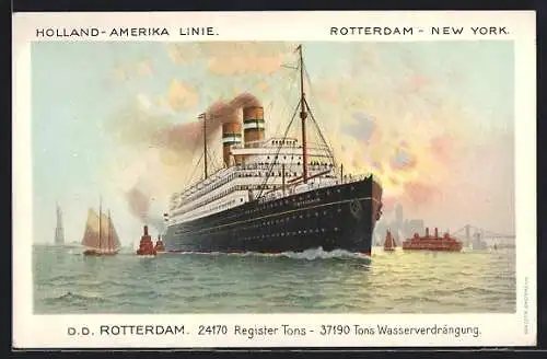 AK Passagierschiff T. S. S. Rotterdam auf hoher See