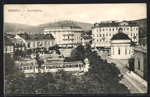 AK Baden, Strassenbahn am Josefsplatz