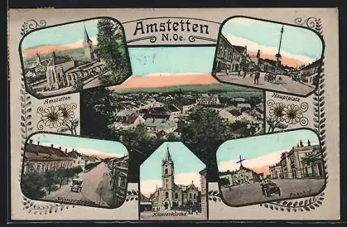 AK Amstetten, Gesamtansicht, Hauptplatz, Bahnhof & Klosterkirche