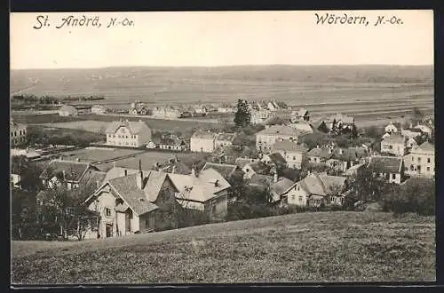 AK St. Andrä-Wördern /N.-Oe, Ortsansicht von einem Hügel aus