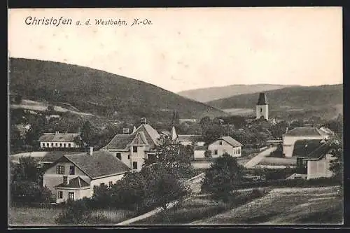 AK Neulengbach, St. Christophen an der Westbahn mit Kirche aus der Vogelschau