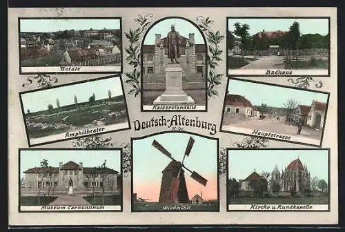 AK Deutsch Altenburg, Totale, Amphitheater, Badhaus, Hauptstrasse, Kaiserstandbild