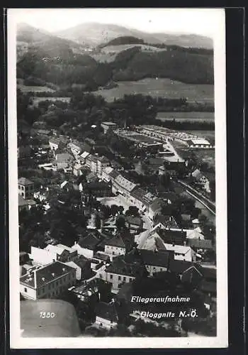 AK Gloggnitz, Ortsansicht mit Bergblick vom Flugzeug aus