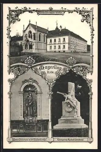 AK Mayerling, Karmeliterinnen-Kloster, Mater Dolorosa, Kronprinz Rudolf-Denkmal