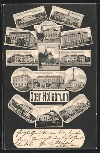 AK Oberhollabrunn, Knaben Seminar, Hauptplatz, Gymnasium, Postgebäude