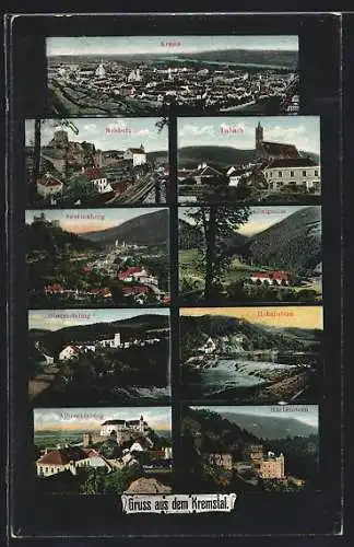 AK Krems, Totalansicht, Rehberg, Senftenberg u. Hohenstein
