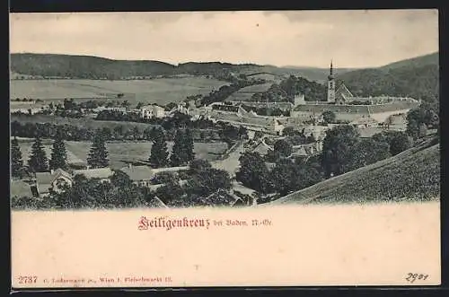 AK Heiligenkreuz bei Baden, Ortsansicht mit Kirche