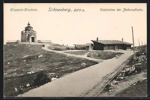 AK Schneeberg, Endstation der Zahnradbahn am Elisabeth-Kirchlein