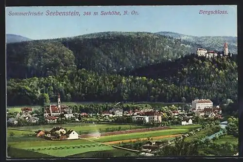 AK Seebenstein, Ortsansicht mit Bergschloss