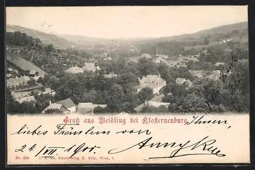 AK Weidling bei Klosterneuburg, Ortsansicht aus der Vogelschau