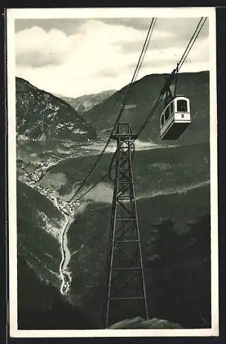 AK Höllengebirgs-Seilschwebebahn mit Blick auf Ebensee und den Traunsee