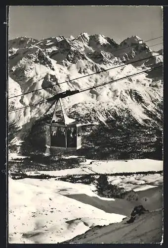 AK St. Moritz, Luftseilbahn Corviglia-Piz Nair mit Berninagruppe
