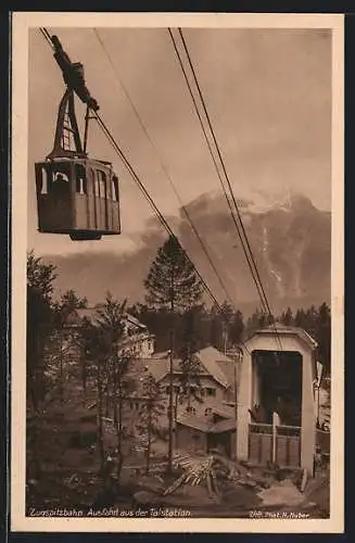 AK Zugspitzbahn bei der Ausfahrt von der Talstation