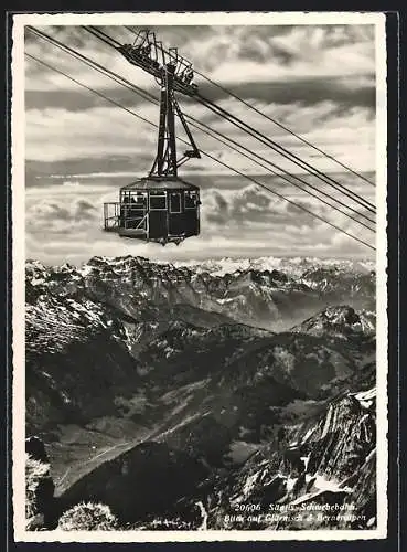 AK Säntis-Schwebebahn, Seilbahn mit Blick auf Glärnisch u. Berneralpen