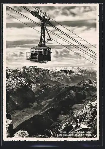 AK Säntis-Schwebebahn, Seilbahn mit Blick auf Glärnisch u. Berneralpen