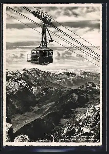 AK Säntis, Säntis-Schwebebahn mit Blick auf Glärnisch und Berneralpen