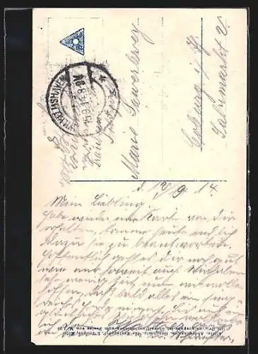 AK Matrose in Uniform umarmt seine Geliebte, Spruch