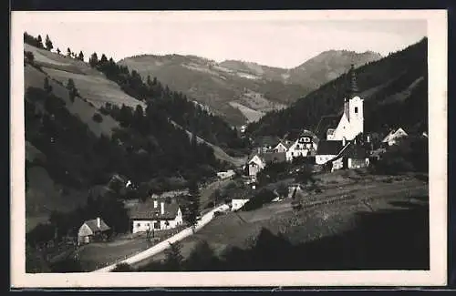AK Breitenau am Hochlantsch, St. Erhardt, Ortspartie mit Kirche im Gebirge