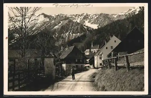 AK Seewiesen, Wegpartie mit spazierendem Knaben