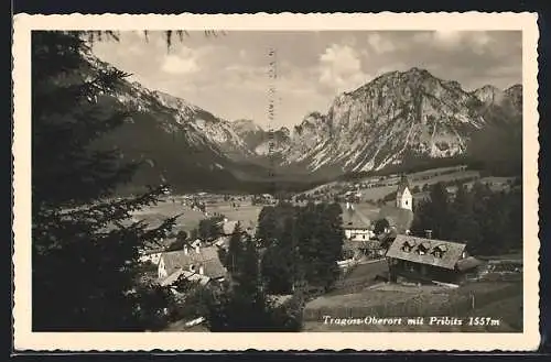 AK Tragöss-Oberort, Ortsansicht mit Blick ins Gebirge
