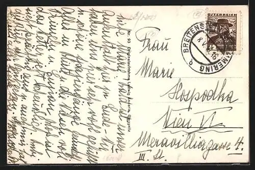 AK Breitenstein am Semmering, Blick auf das Erholungsheim Weisses Kreuz