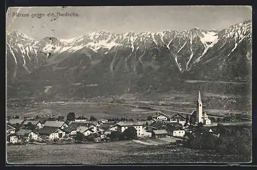 AK Aldrans, Ortschaft mit Kirche aus der Ferne