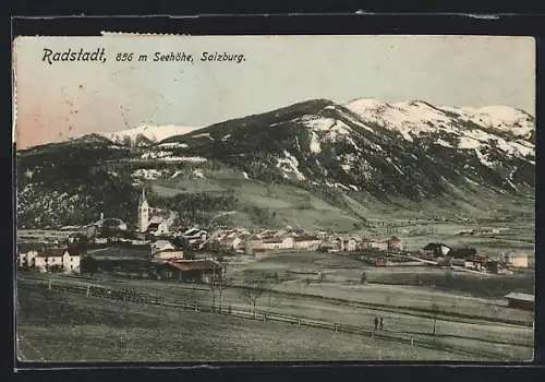 AK Radstadt, Gesamtansicht mit Bergpanorama aus der Vogelschau