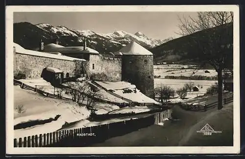 AK Radstadt, Stadtturm-Partie im Winter