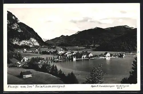 AK Fuschl am See, Gesamtansicht mit See und Bergen