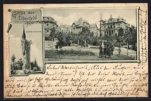 AK Elberfeld, Victoriaplatz mit Blick auf Häuser, Weyerbuschthurm