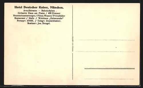 Künstler-AK Siegmund von Suchodolski: München, Hotel Deutscher Kaiser