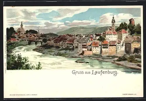 Künstler-AK Laufenburg, Teilansicht