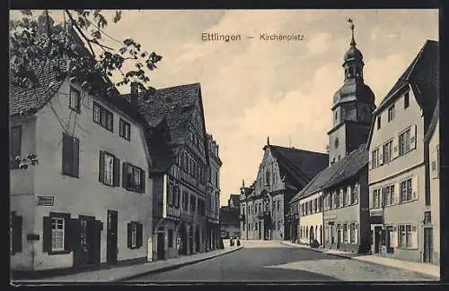 AK Ettlingen, Strasse am Kirchenplatz