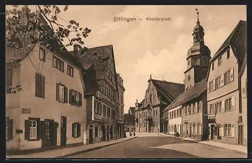 AK Ettlingen, Strasse am Kirchenplatz