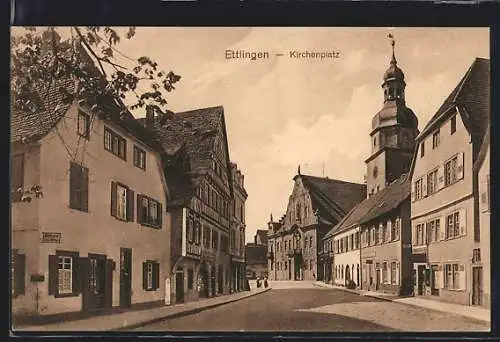 AK Ettlingen, Strasse am Kirchenplatz