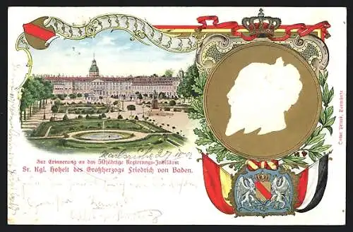 AK 50 jähriges Regierungs-Jubiläum des Grossherzogs Friedrich von Baden, Schloss