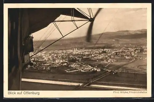 AK Offenburg, Totale aus dem Zeppelin-Luftschiff gesehen