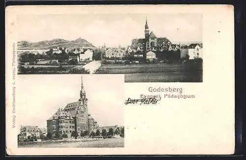 AK Godesberg, Ortsansichten mit Evangel. Pädagogium