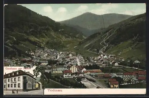 AK Todtnau, Ortsansicht mit Bergpanorama