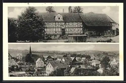 AK Niddawitzhausen /Krs. Eschwege, Gasthaus Rost, Ortsansicht