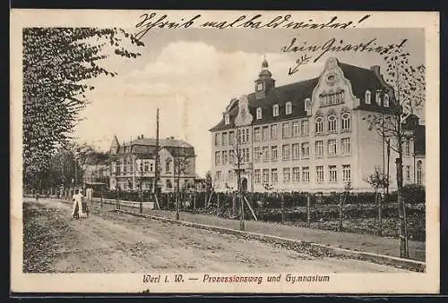 AK Werl i. W., Prozessionsweg und Gymnasium