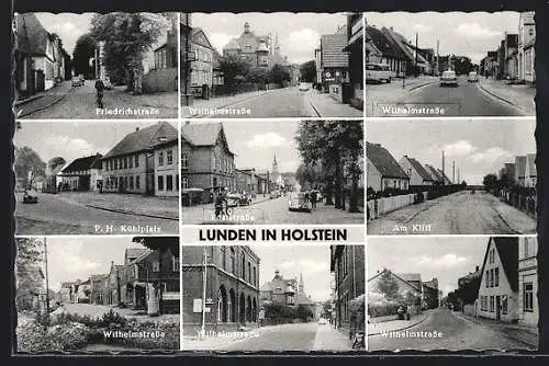 AK Lunden /Holstein, Friedrichstrasse, Wilhelmstrasse, Am Kliff