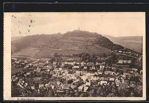 AK N.-Marsberg, Ortsansicht mit Bergblick aus der Vogelschau