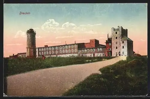 AK Brocken, Ortsansicht mit Hotel und Turm