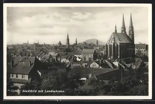 AK Görlitz, Stadtbild mit Landeskrone