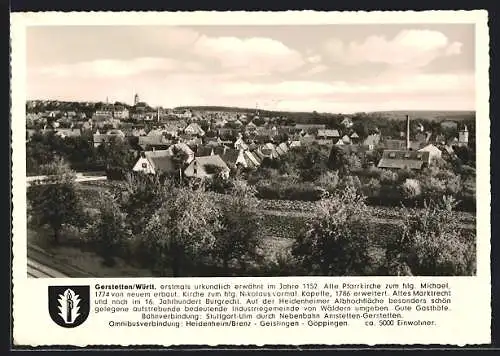 AK Gerstetten /Württ., Gesamtansicht von den Bahngleisen aus