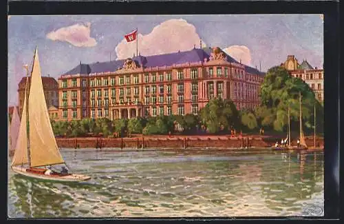 AK Hamburg-St.Georg, Hotel Atlantic, Restaurant Pfordte, Segelboote