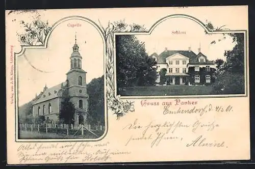 AK Panker, Blick auf die Kapelle, Blick auf das Schloss